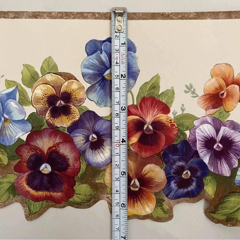 Pansy Garden Wallpaper Border by Brewster Home Fashions 15 feet x 6.25”
